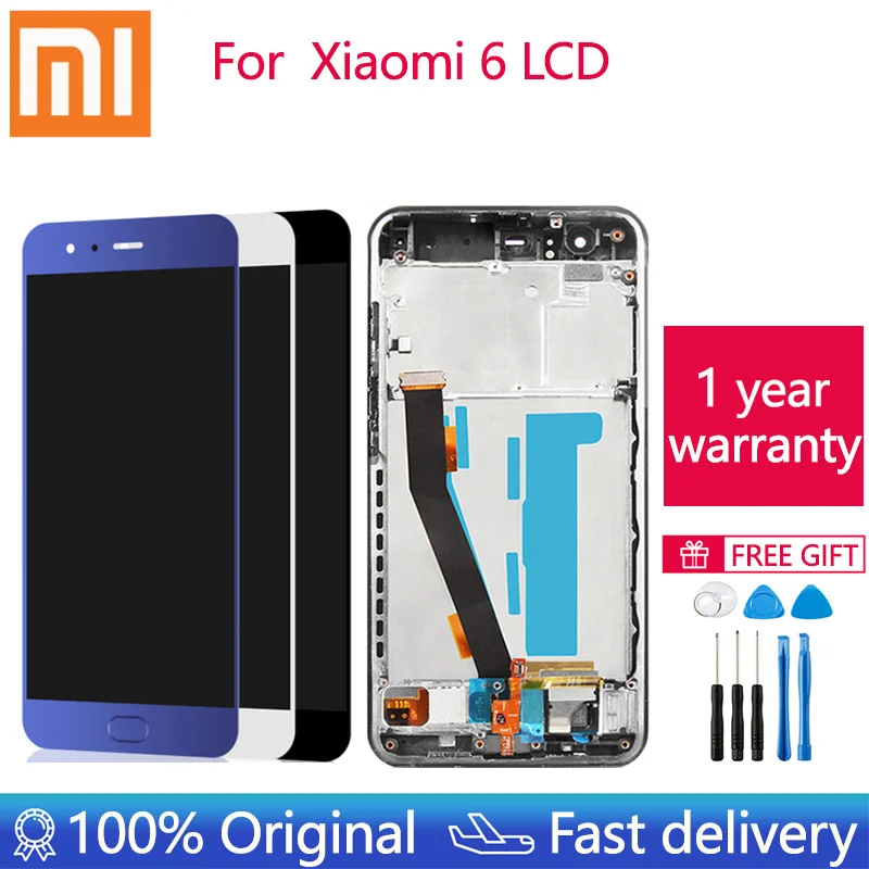 

Оригинальный ЖК-дисплей для Xiaomi Mi 6 ЖК-дисплей сенсорный экран дигитайзер с рамкой датчик отпечатков пальцев для Xiaomi mi6 ЖК-экран
