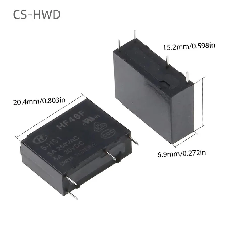 10 шт. силовые реле 30 В постоянного тока HF46F-005-HS1 HF46F-012-HS1 HF46F-024-HS1 5-HS1 12-HS1 24-HS1 5A 250