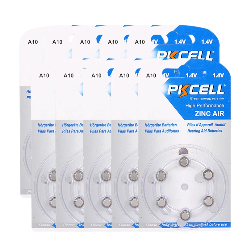 

Аккумуляторы для слухового аппарата PKCELL ZA10 10 PR70, 10 А, 1,4 В, 60 шт./10 карт