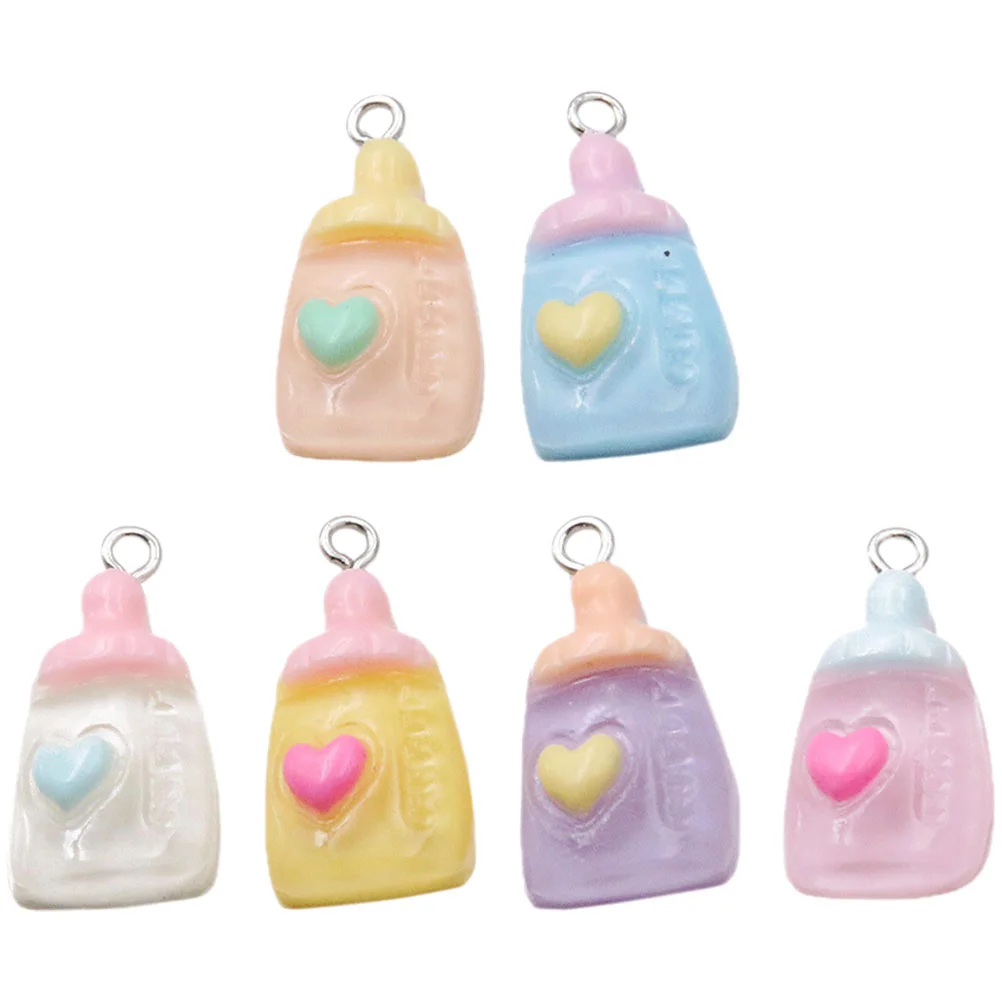 

6 Pcs Necklace Locket Feeding Bottle Pendant Cute Charms Jewelry Making Crafts Resin Supplies Small