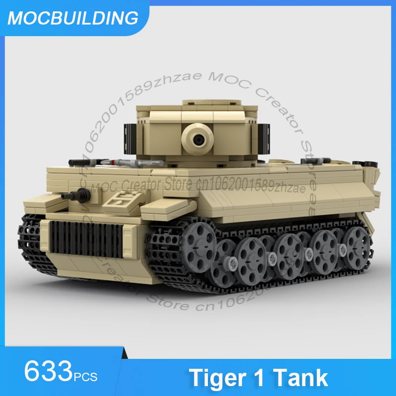 Фото Конструктор MOC: Модель танка Тигр 1, сборные блоки, военная коллекция, креативные развивающие игрушки, подарки, 633 детали. №5