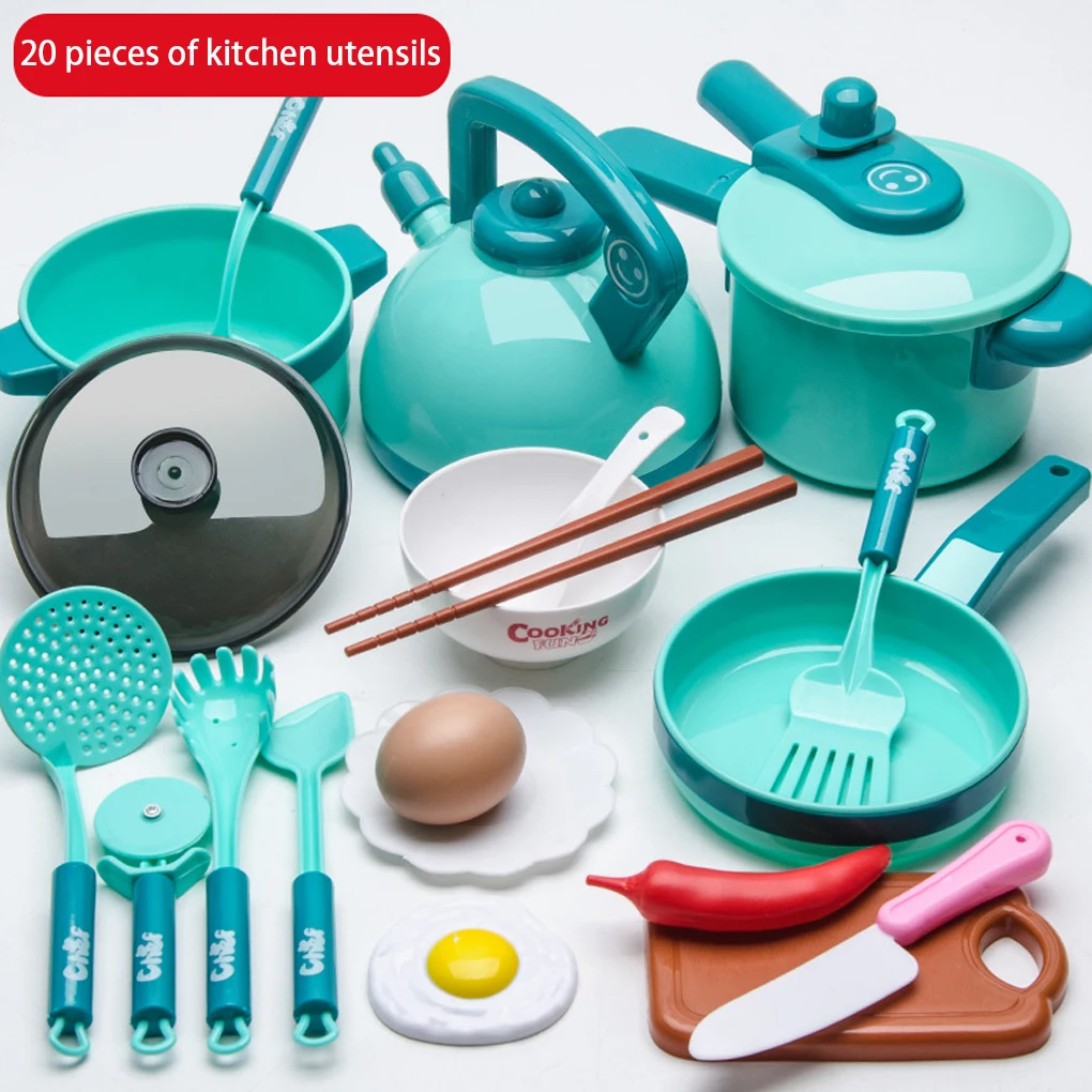 20 Pieces Set Children Portable Simulation Cookware Model Assortment Cooking Tool Toy Assorted Kit Educational Teaching Tool