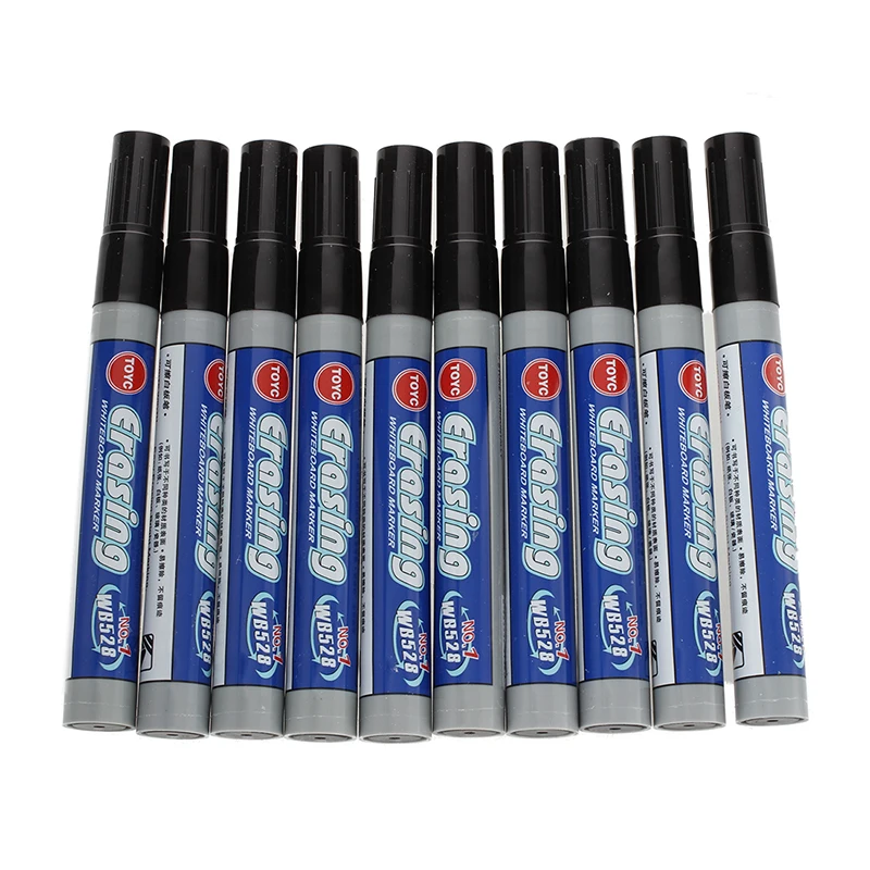 10 PCS Toyo WB528 Black Erasable Whiteboard Pen Water Pen