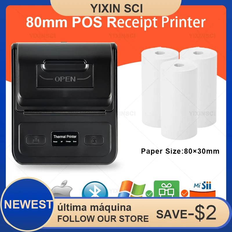 

Type-C Mini Thermal Printer POS Bluetooth Receipt Bill Label printer Impresora 80mm Invoice Printer For Saudi Arabia