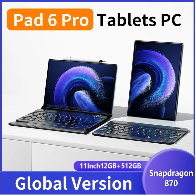 

New Original Global Version Tablet Android Pad 6 Pro 12GB+512GB Snapdragon 870 Tablette PC 5G Dual SIM Card or WIFI HD 4K Mi Tab