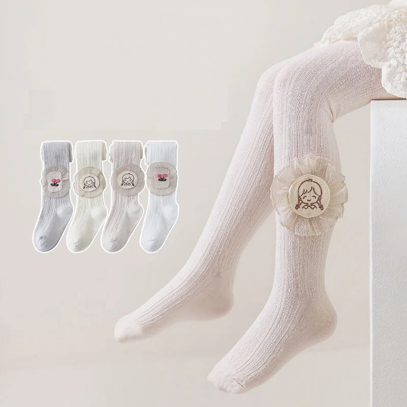 

Новинка 2023, летние детские колготки с 3D цветами, хлопковые колготки для девочек, милая тонкая одежда для маленьких девочек