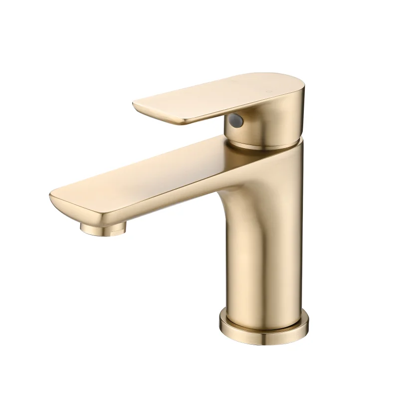 

Single Handle Lavatory Basin Sink Faucet Brushed Gold Brass [US Stock]