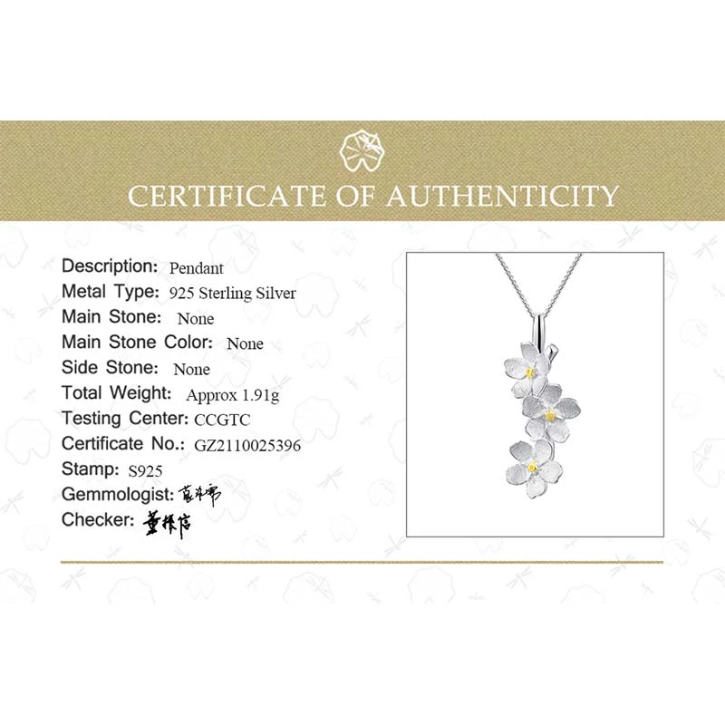 Lotus Fun Real 925 Sterling Silver Long Elegant Forget-me-not Flower Pendant Fashion Jewelry Chains and Necklace for Women Gift images - 6