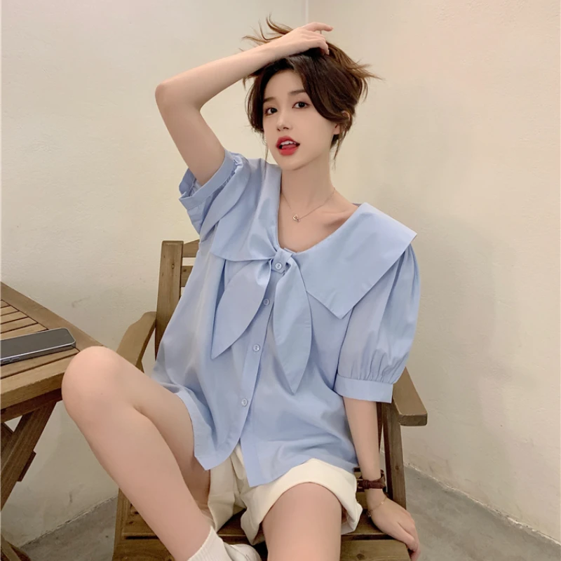 Рубашки женские с матросским воротником кавайная элегантная Стильная