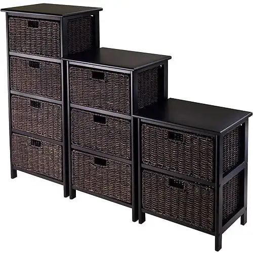 

Storage Rack with 9 Foldable Baskets, Dark Espresso/Chocolate