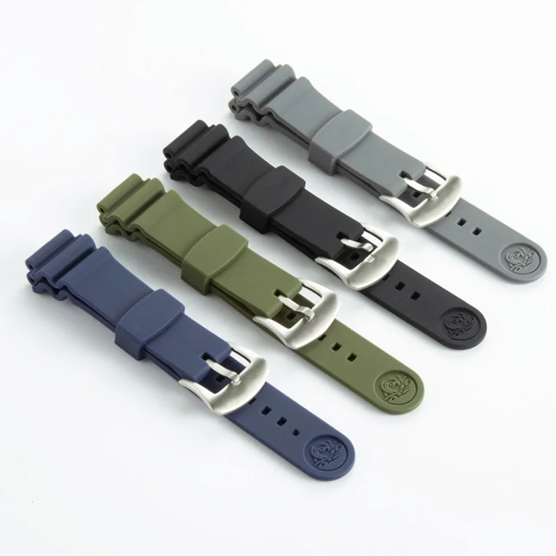 

High Quality Rubber Silicone Watch Strap 20mm for Seiko Diving Waterproof Band Men Stainless Steel Pin Buckle Bracelet with logo
