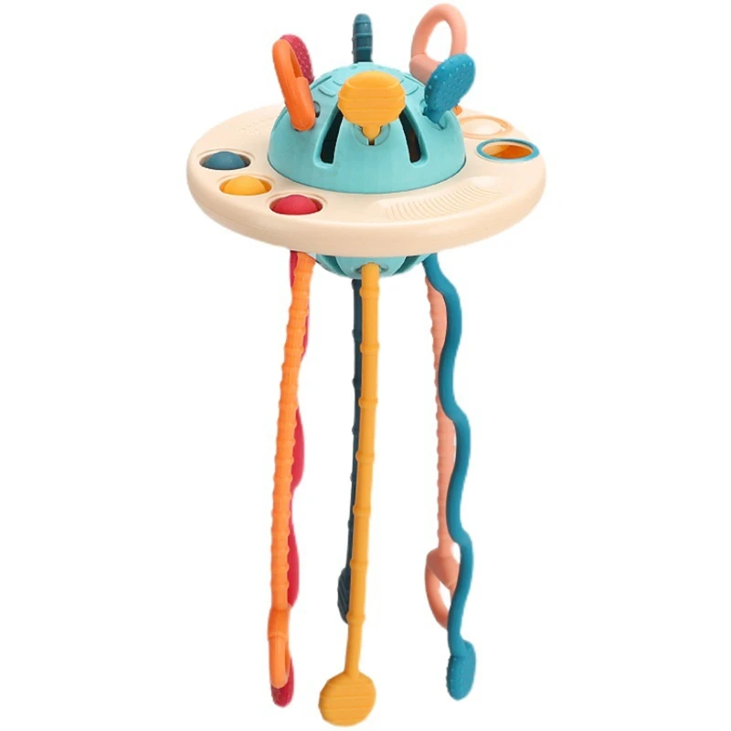 

Flying Saucer Texture Teeth Rod Educational Bath Toy Puller Teether for Infant