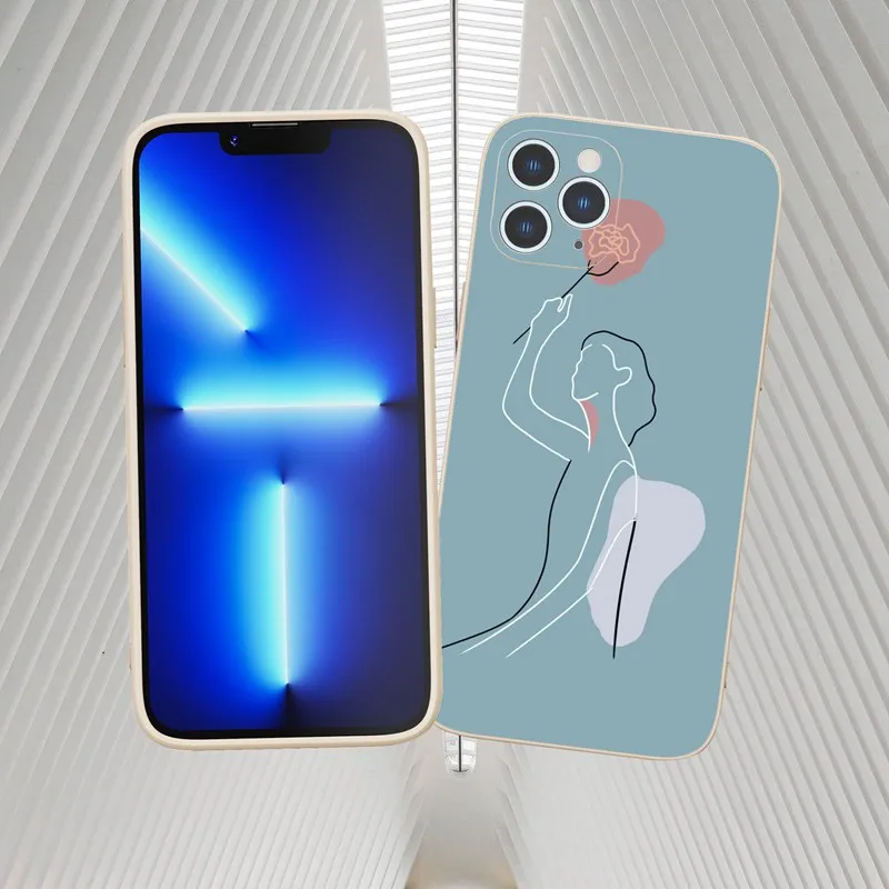 

Fashion Woman holding flowers Phone Case For iPhone 13 12 Pro Max 13 Mini 11 Pro X XS XR 7 8 Plus 6 6s Case Soft Silicone Cover