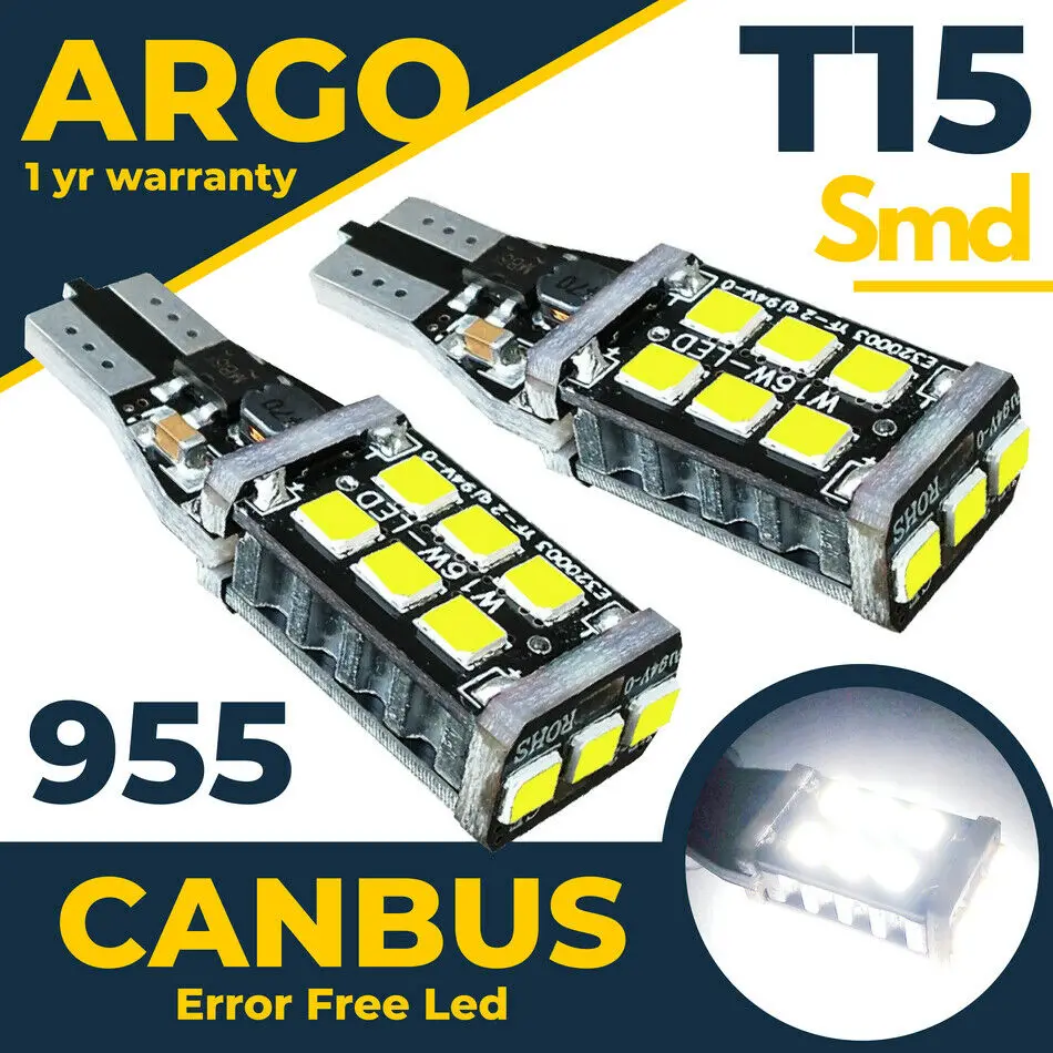 

W16W T15 921 921B 925 955 High Brake Stop Light Back Up Reverse Led White Bulbs