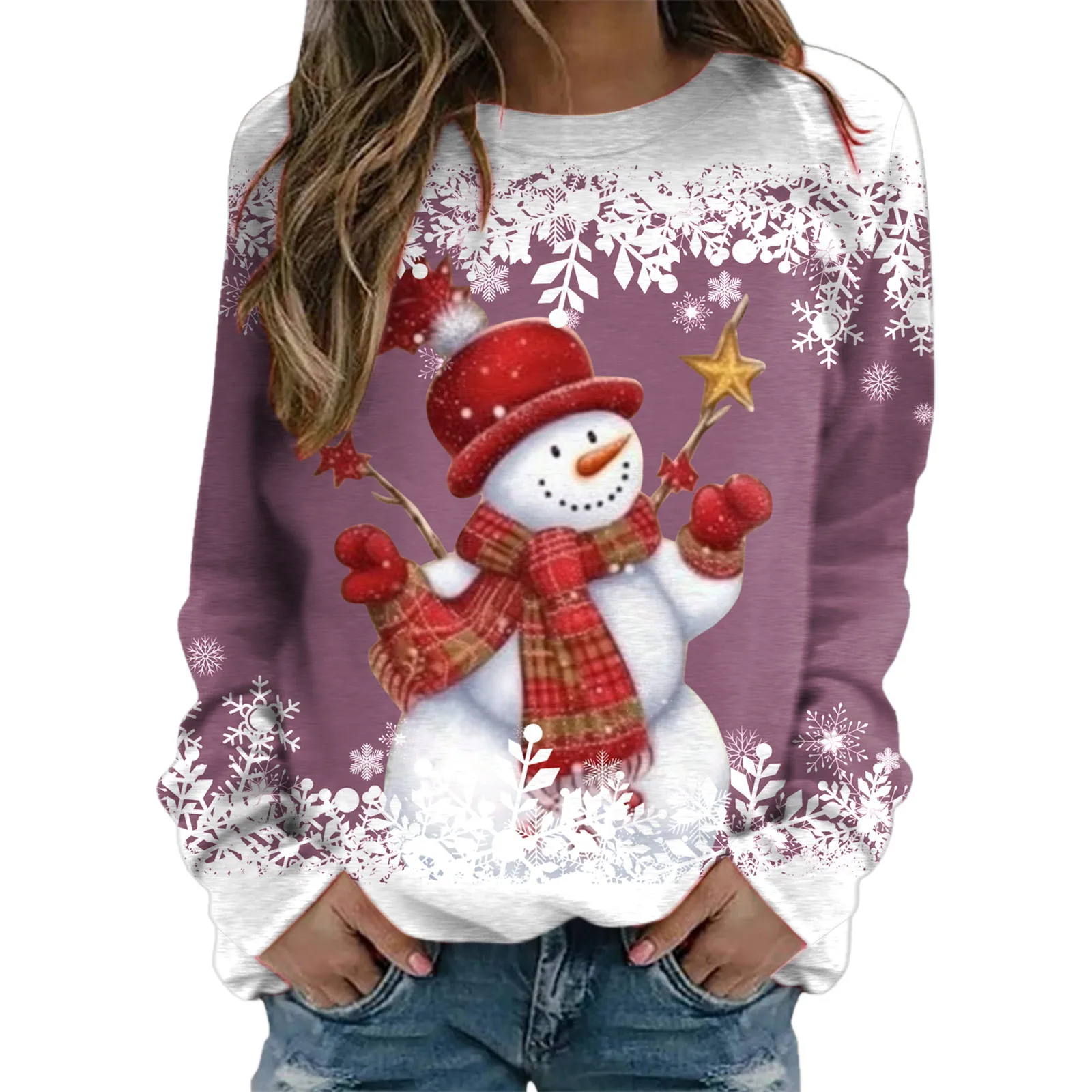 

Женский свитшот с длинным рукавом и круглым вырезом