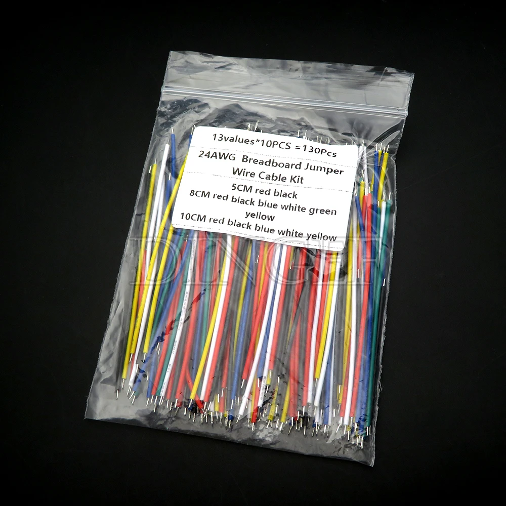 130 шт., 24awg макетная плата, набор Джамперов для кабеля, Оловянно-технические гибкие электронные провода из ПВХ, 5 см, 8 см, 10 см, 6 цветов
