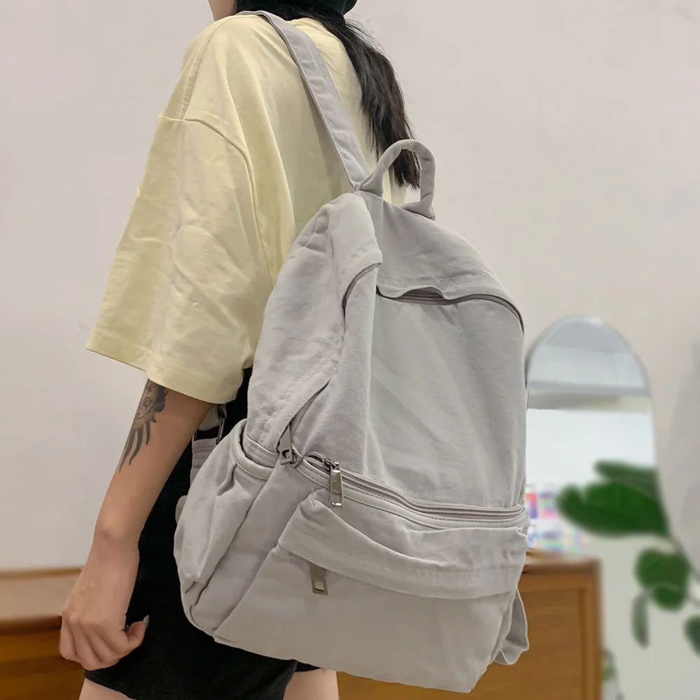 

Vintage Canvas Women Backpack Female Laptop Bag Travel Kawaii Ladies Backpack Girl Fabric School Bag College Student