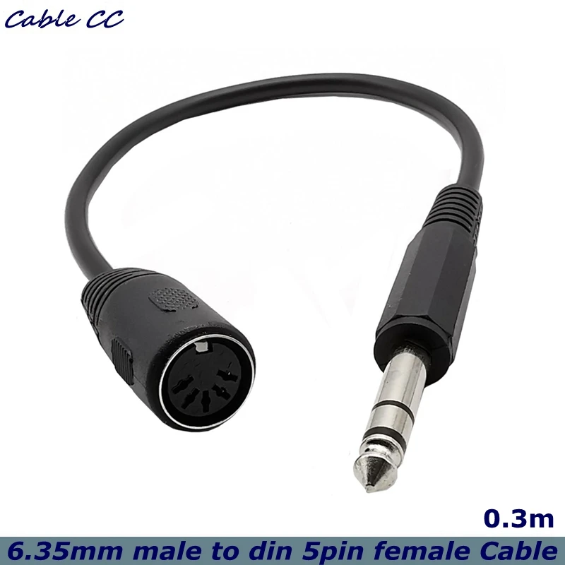 Фото Кабель-удлинитель MIDI Din 5-pin (женский) - Monoprice 6.35мм (1/4 дюйма) (мужской) TRS Stereo Audio, 30 см, для MIDI-клавиатуры №2