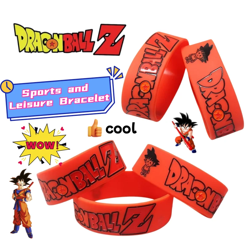 Фото Новый силиконовый браслет Dragon Ball Son Goku, креативный спортивный браслет для отдыха, яркий аниме-браслет с высокой цветовой палитрой, украшение в стиле аниме. №1