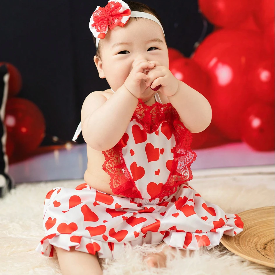 Ylsteed Платье С Красным Сердечком Одежда Для Фотосъемки Новорожденных Девочек