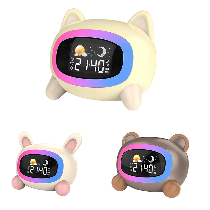 ,cute Cat Alarm Clock With Night Lights,children's Sleep Tra