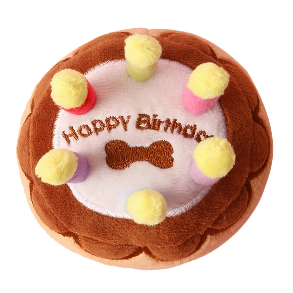 

Toy Dog Toys Plush Cake Birthday Pet Chew Puppysmall Teething Grinding Play Bite Chewing Dogsfuntearing Squeaky Plaything