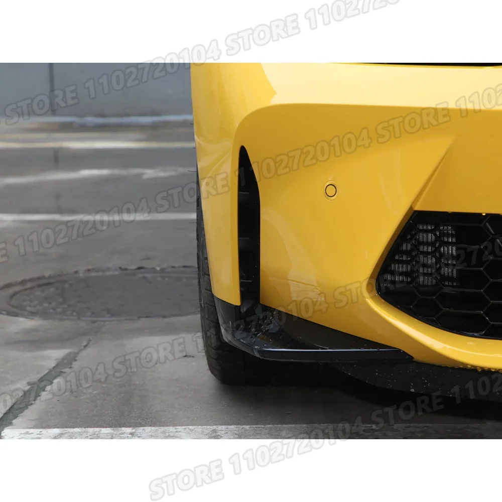 Фото Для BMW M3 M4 G80 G81 G82 G83 2021-2025: Накладка-сплиттер (уголок) нижнего бампера, артикулы 51118084177, 51118084178 №5