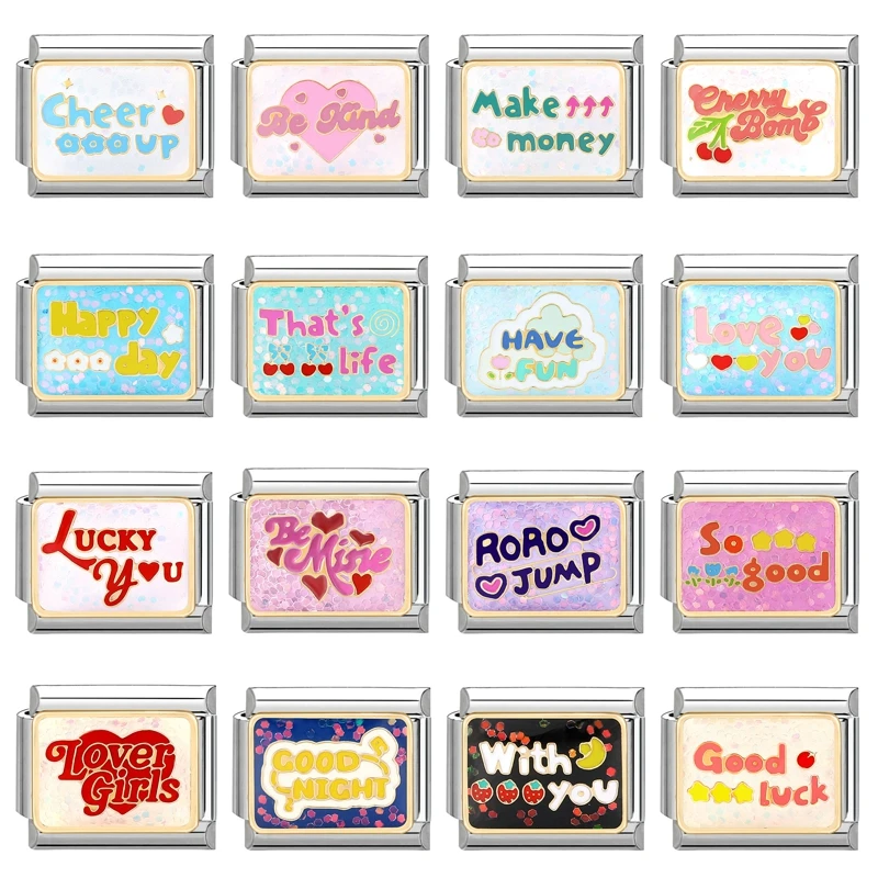 Фото Be Kind Make Money Happy Day Lucky You Good Luck Love You Italian Charm Links Fit 9mm Браслет из нержавеющей стали DIY Изготовление подарков №1