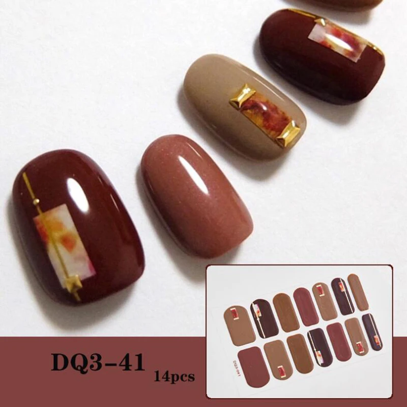 Наклейки для дизайна ногтей Осень-зима 3D лазер полное покрытие клейкие обертки