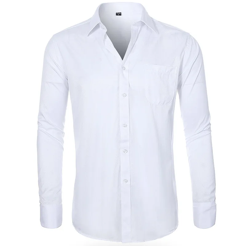 Male Shirt 6XL 5XL Slim Fit Mens Business Social Dress Shirt Casual Long Sleeved Plaid Striped Button-down Collar chemise homme