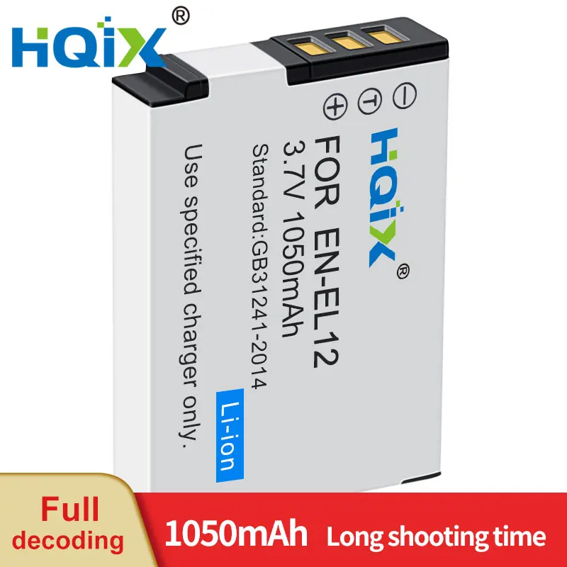 

HQIX for Nikon A900 A1000 AW130S AW120S AW100S AW110S P300 P310 P330 P340 B600 S100pj S1100 S1200 Camera EN-EL12 Charger Battery