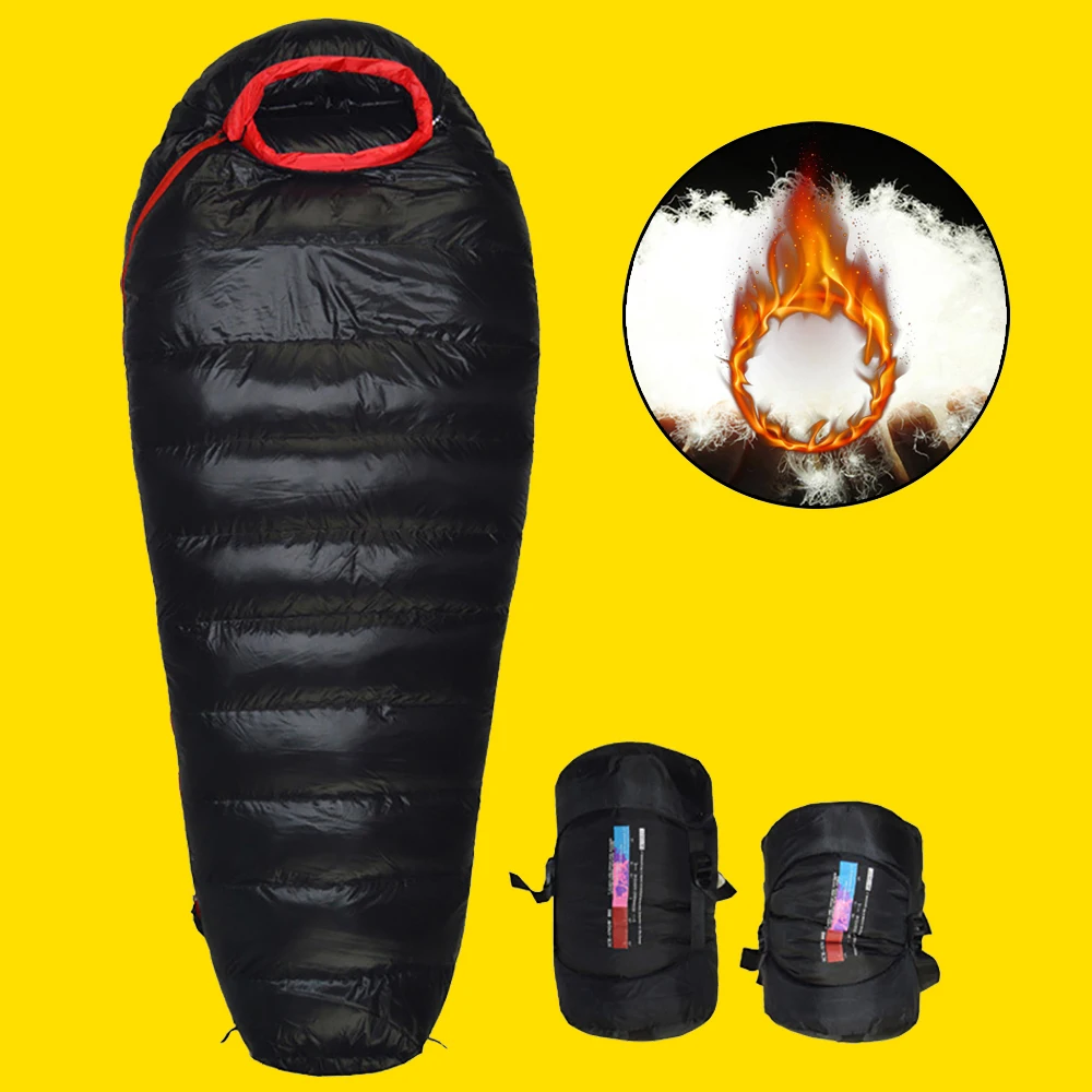 

New Very Warm White Duck down filled Adult Mummy Camping Sleeping Bag Fit for Winter Thermal 5 kinds of thickness Travel Hiking