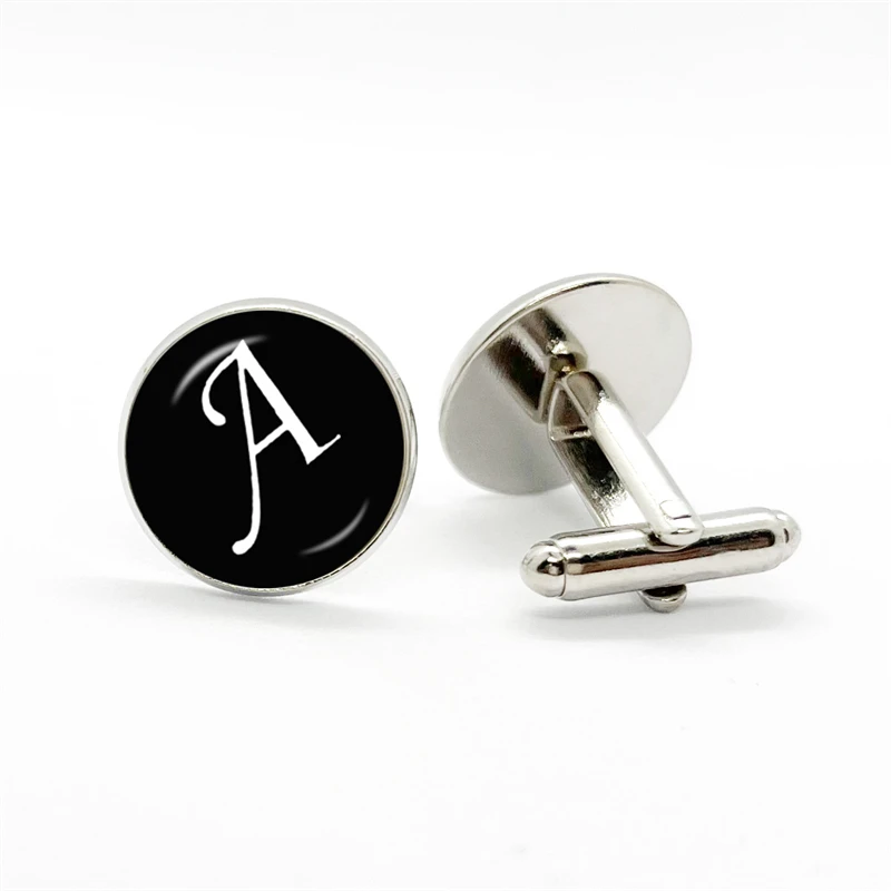 

Men's Fashion A-Z Single Alphabet Cufflinks Silver Color Letter Cuff Button for Male Gentleman Shirt Wedding Cuff Links Jewelry