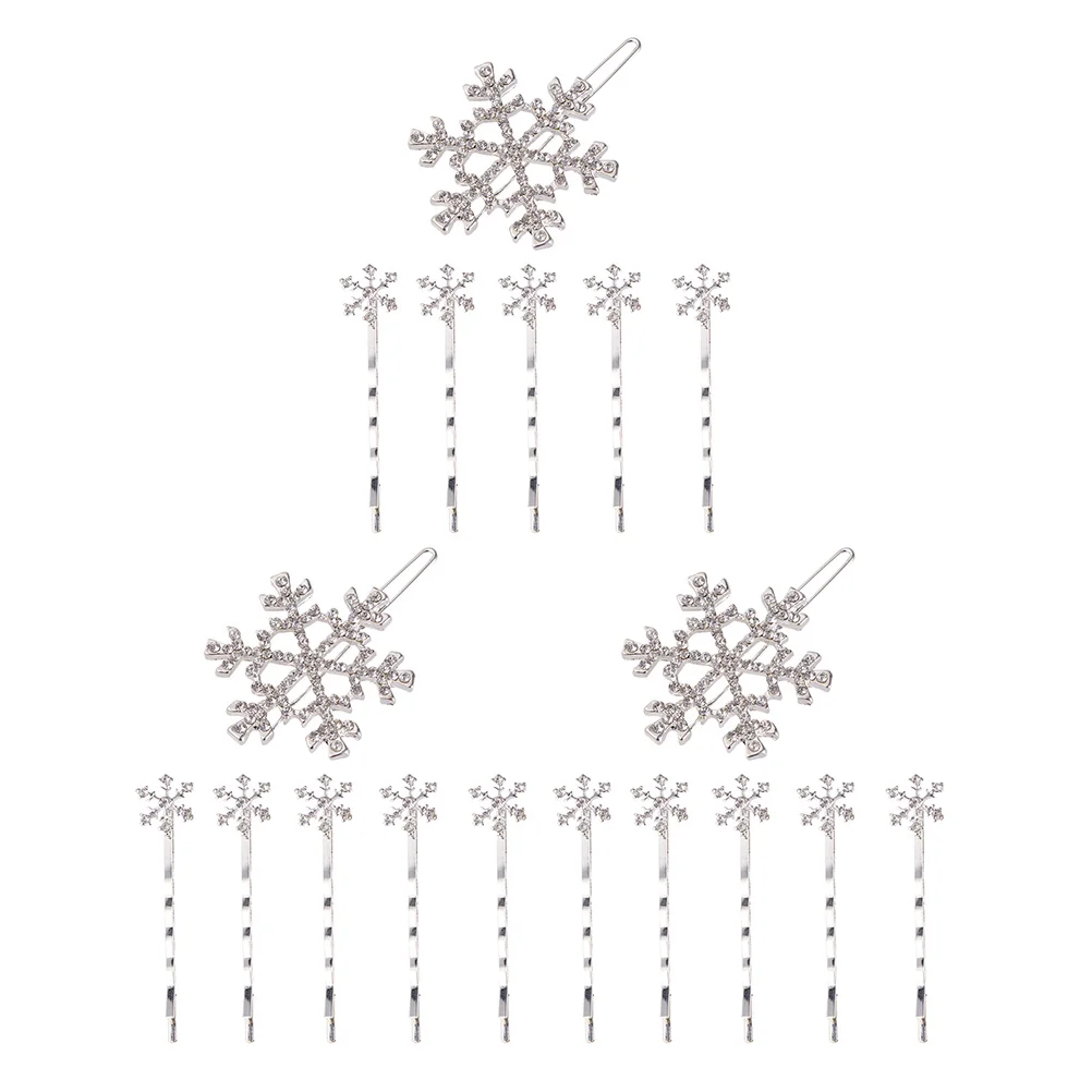 

18pcs Rhinestone Hair Accessories Snowflake Barrettes Hair Clips for Women