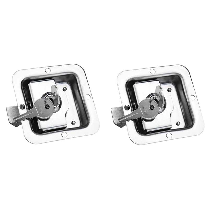 

2X Stainless Steel Truck RV Tool Box Locks Trailer Door Paddle Handle Latch Anti-Theft Paddle Locks With 4 Keys