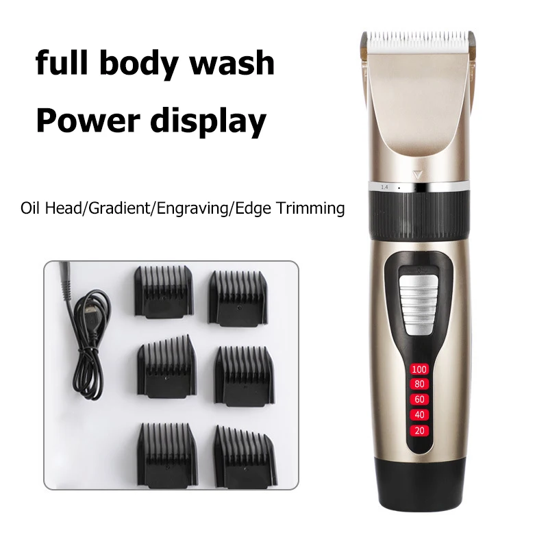 

Electric LCD Display Hair Clipper Oil Head Carving Ricoh Head Hair Cutting Machine Hair Clipper Men Rechargeable Beard Trimmer
