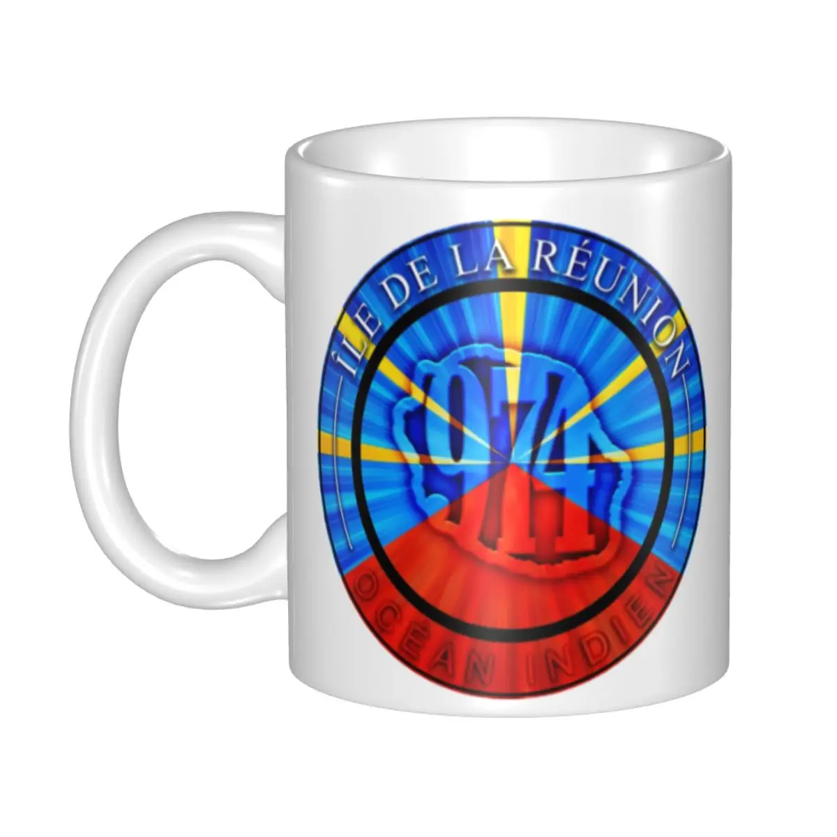 

Personalized 974 Reunion Island Flag Mug DIY Ceramic Milk Tea Coffee Cups