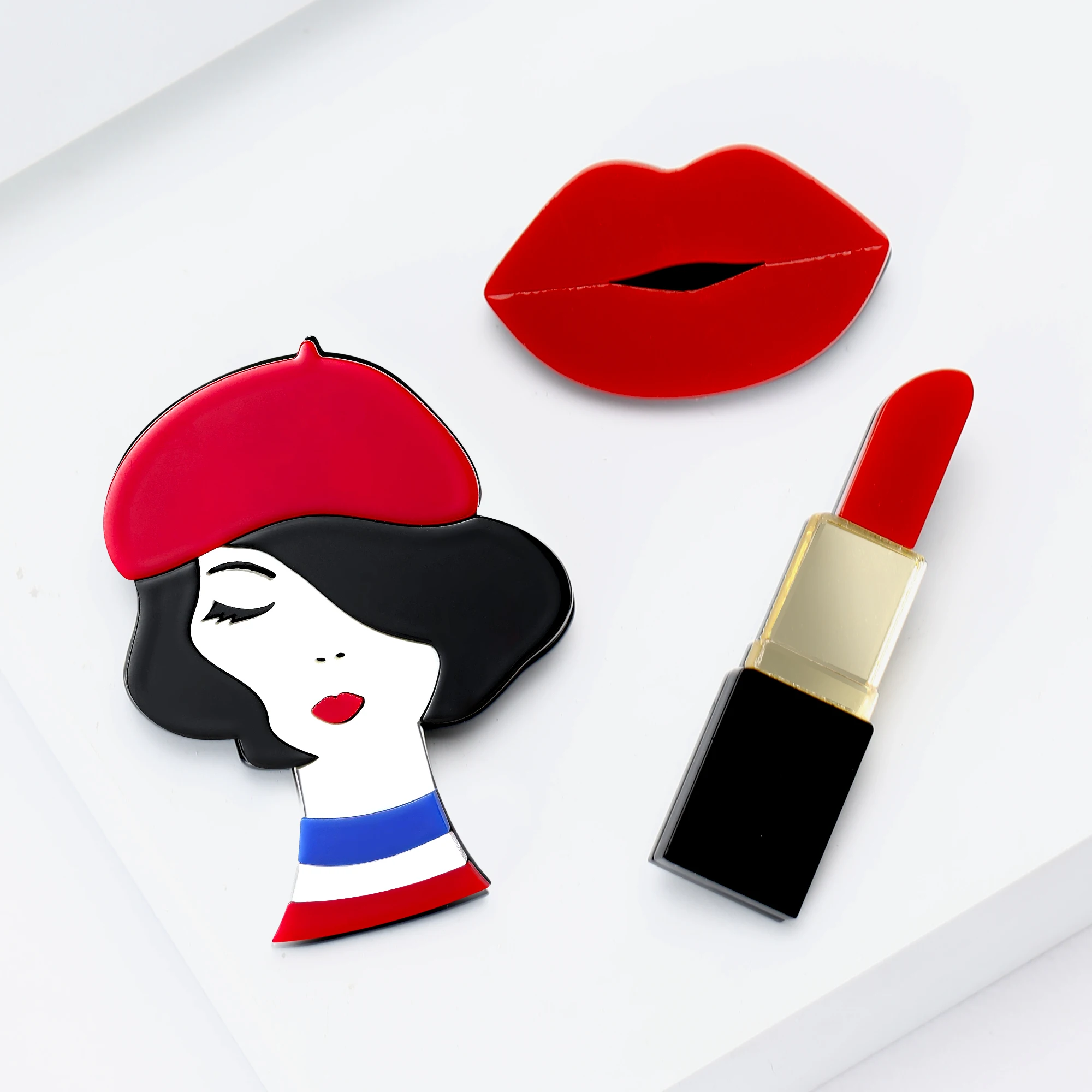 Фото Beaut & Berry акриловые броши для губной помады для женщин, заколки для губ с персонажами, повседневные аксессуары для вечеринок, подарки, украшение для друзей №1