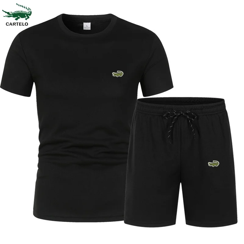 High quality 2023 Summer Men's quick-drying short sleeved unhooded shorts casual sports suit