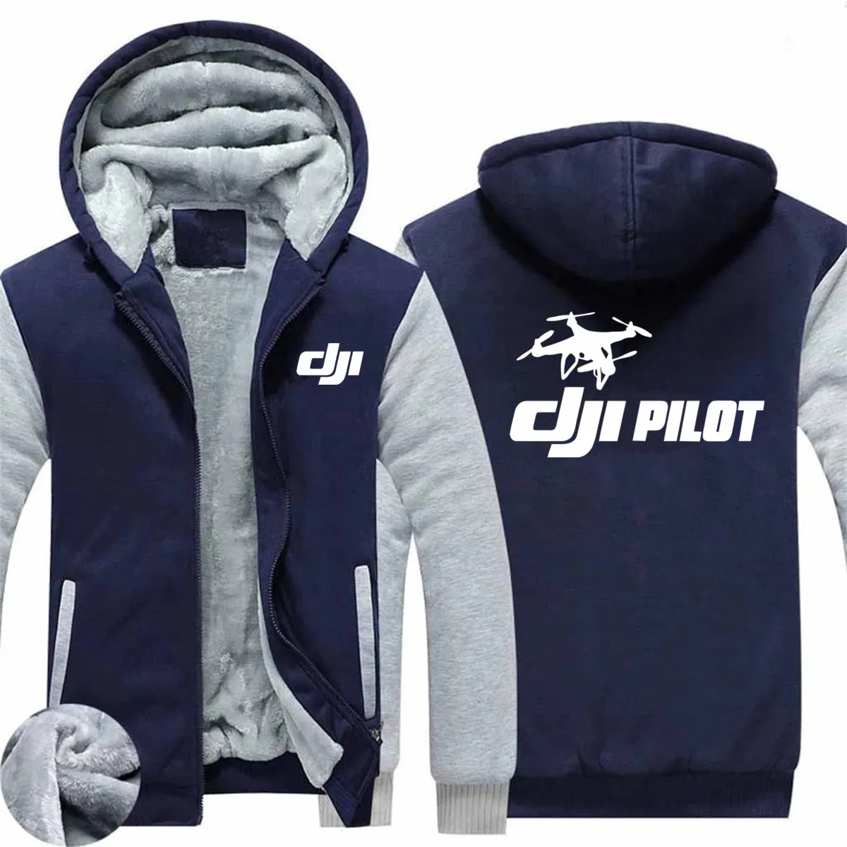 

Толстовка мужская флисовая на молнии, свитшот с капюшоном, худи, уличная одежда для Dji Pilots, большие размеры, Осень-зима