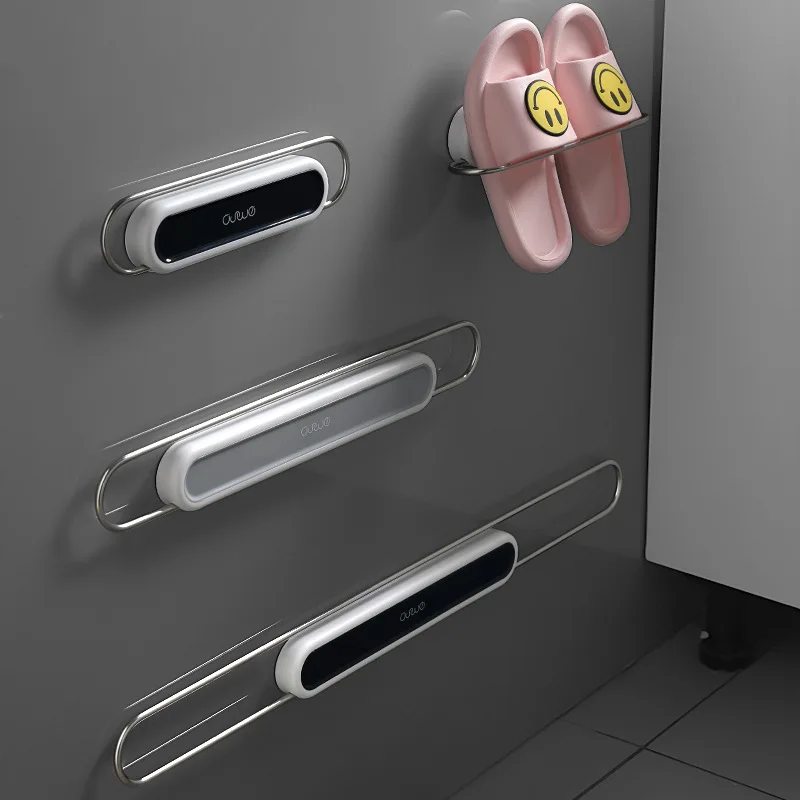

Foldable Shoe Rack Bathroom Rack Bathroom Stainless Steel Slipper Rack Punch-free Wall-mounted Bathroom Shoe Storage Artifact
