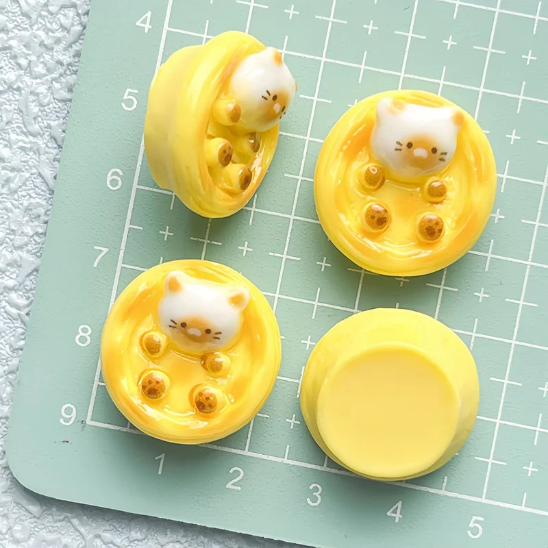 Kawaii кошка яйцо пирог смола подвески мультфильм 3D еда кулон для серег брелки Diy