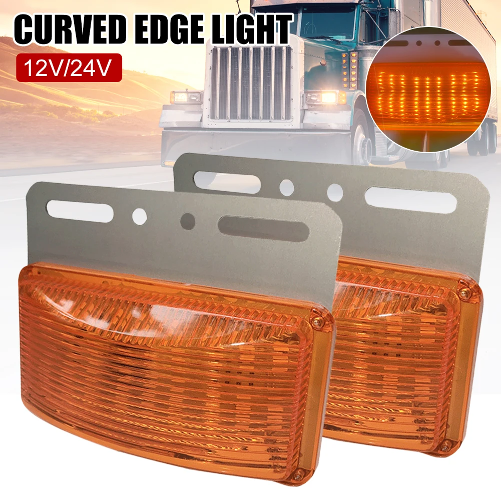 

2PCS 12V 24V LED Side Marker Lights Warning Tail Light Auto Car External Lights Trailer Truck Lorry Orange Turning Light