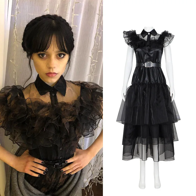 

Wednesday Addams Cosplay Costume Movie Wednesday Cosplay Dresses Gothic Wind Adult Kids Children Dress Halloween Party Costumes