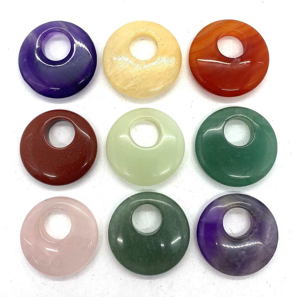 

2pcs/pack Oval Shaped Natural Semi-precious Stone Pendants 27mm Size Gold Sand Amethyst DIY for Making Necklace Earring 9 Colors