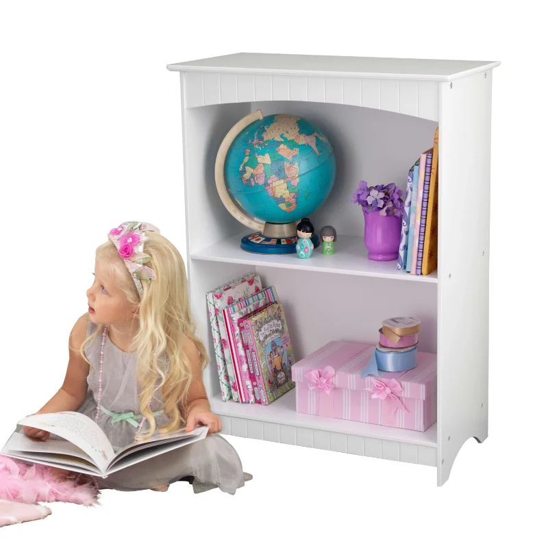 

BOUSSAC Nantucket Children's Wooden 2-Shelf Bookcase, White