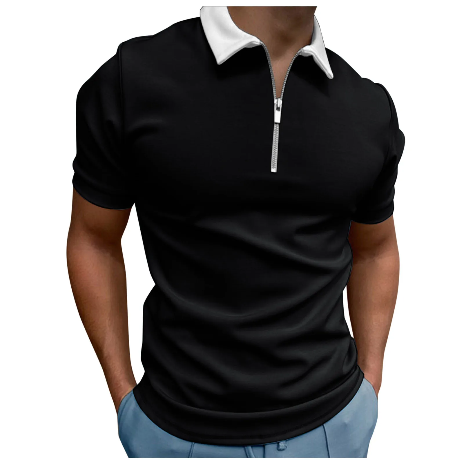 

Summer Male Polo Shirt Short Sleeve Shirts For Men 2022 Solid Color Zipper Men's shirt Business Blouse Casual Tops Tee Shirts
