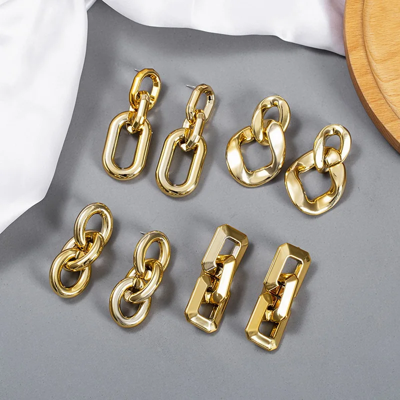 

Gold Color Big Hoop Earrings for Women Geometric Retro Multiple Trendy Round Drop Earring Fashion Statement 2022 Jewelry Gifts
