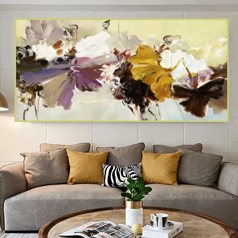 

Абстрактная Акварельная желтая белая фиолетовая Цветочная Картина на холсте постер печать на стене картина для гостиной домашний декор кукро