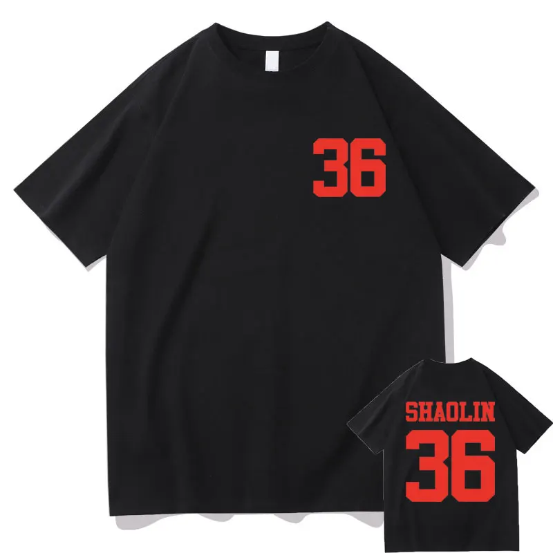 

36 Chambers of Shaolin Double Sided Print Tshirt Basketball Boy T-shirt Men Women Fashion Casual Tee Mens Vintage Cotton Tshirt